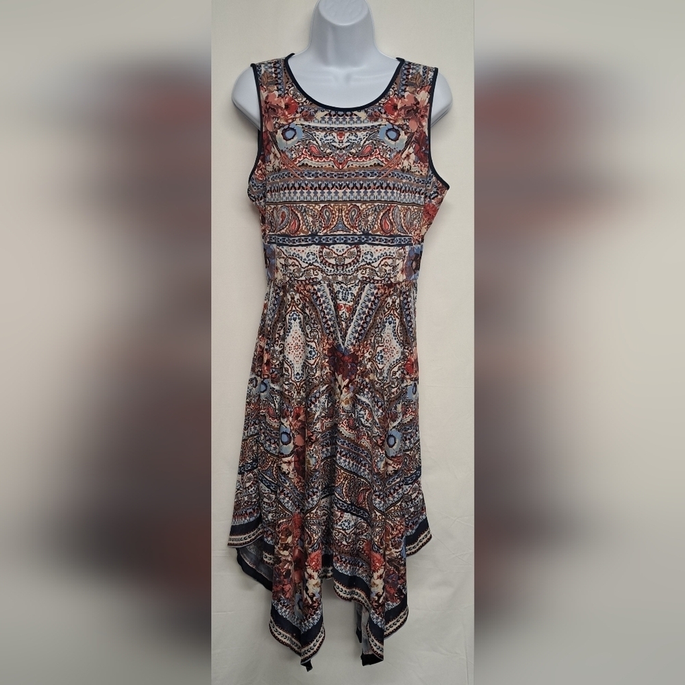 Beige By Eci M Sleeveless Slinky Stretch Knit A Line Dress Asymmetrical
